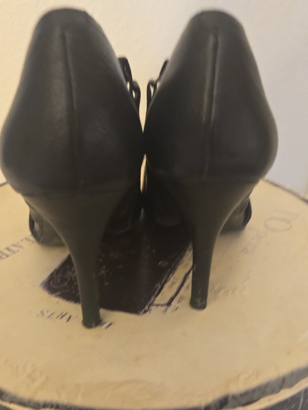 Nine West Black Peep-Toe Cutout Stiletto Heels - Picture 6 of 10